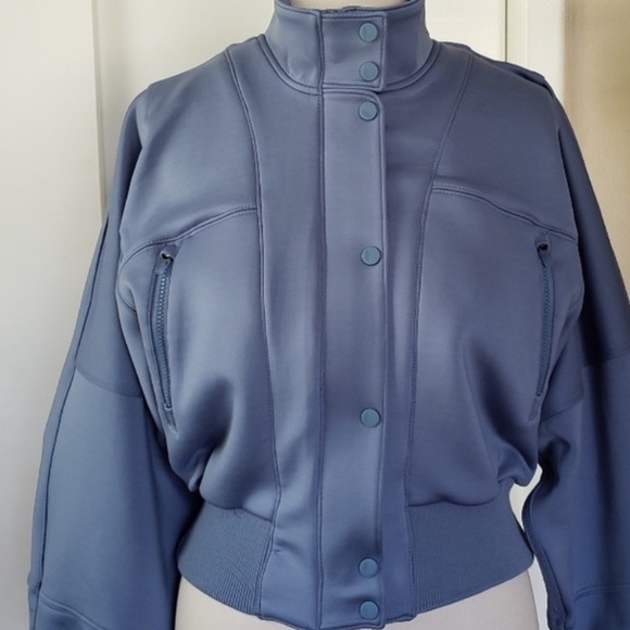 Free People Slate Blue Bomber Jacket - Picture 2 of 7